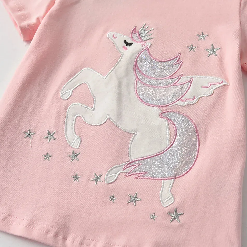 Unicorn Cartoon Girls Long Sleeve Tee