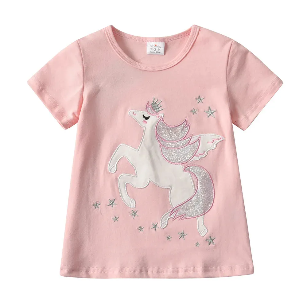 Unicorn Cartoon Girls Long Sleeve Tee
