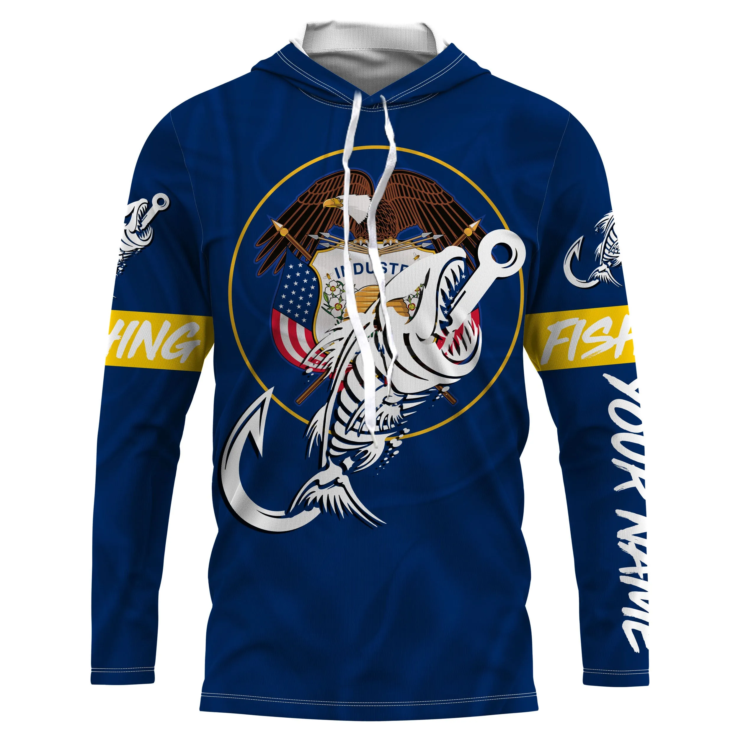 UT Utah Fishing Flag Fish hook skull Custom name jerseys | Long sleeve, Long Sleeve Hooded NPQ742