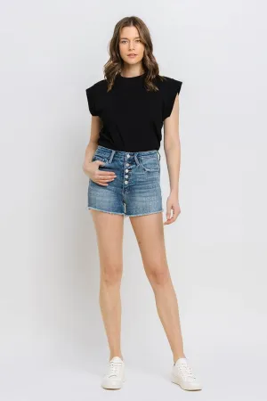 VERVET by Flying Monkey Super High Rise Button Up Stretch Shorts