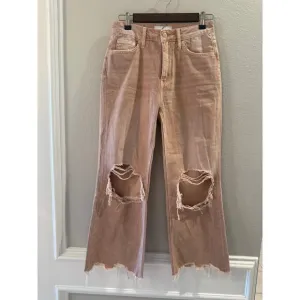 Vervet Jeans Kiss of California 90's High Rise Crop Flare Blush Distress Size 25