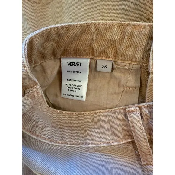 Vervet Jeans Kiss of California 90's High Rise Crop Flare Blush Distress Size 25