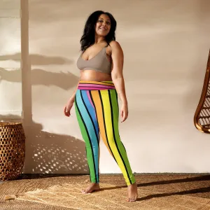 Vibrant Rainbow Stripe Rave Leggings