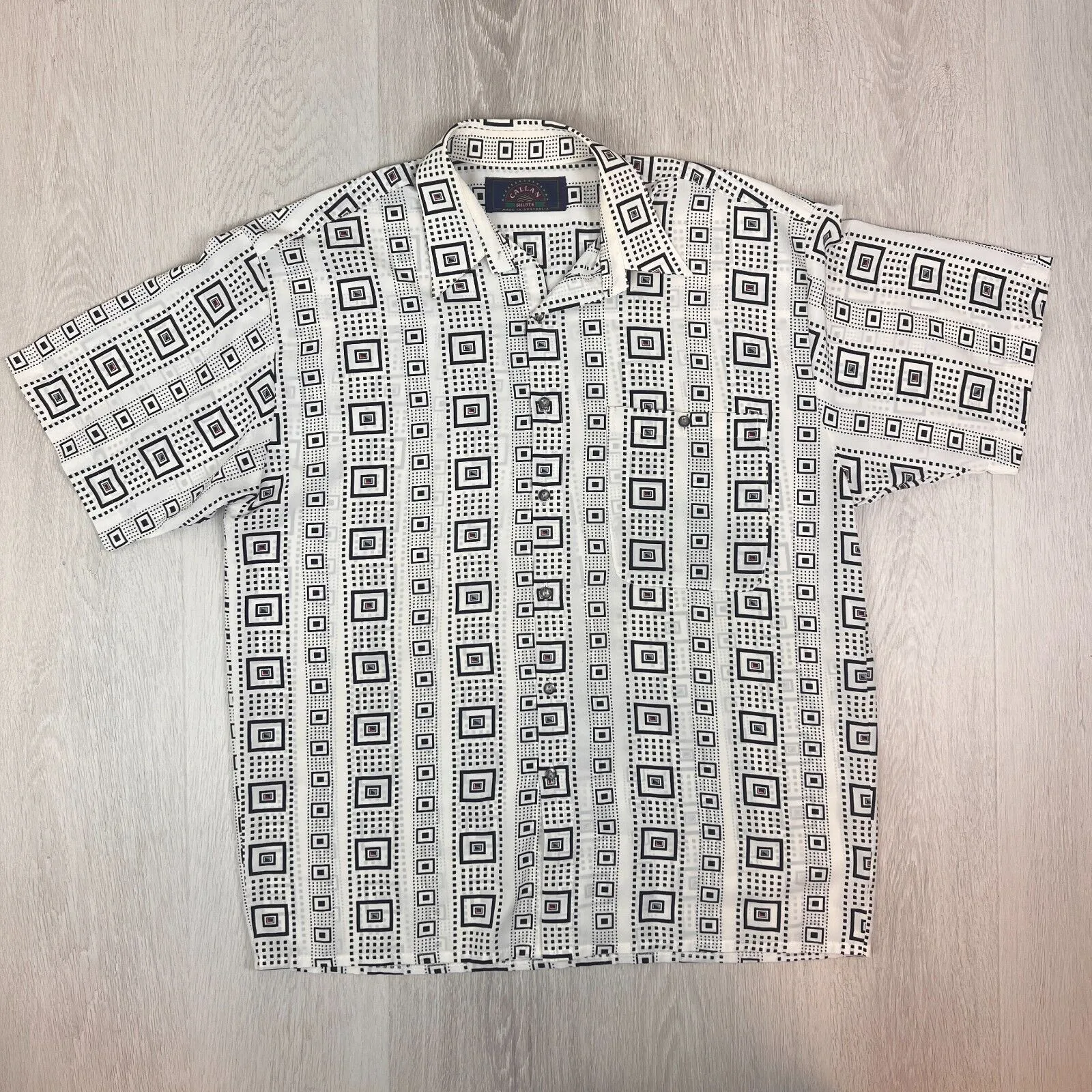 Vintage Callan Mens Retro Made in Australia SS Button Up Shirt Size 2XL