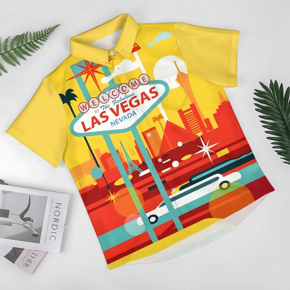 Vintage Las Vegas Vacation Poster Print Short-Sleeved Shirt 2406000050