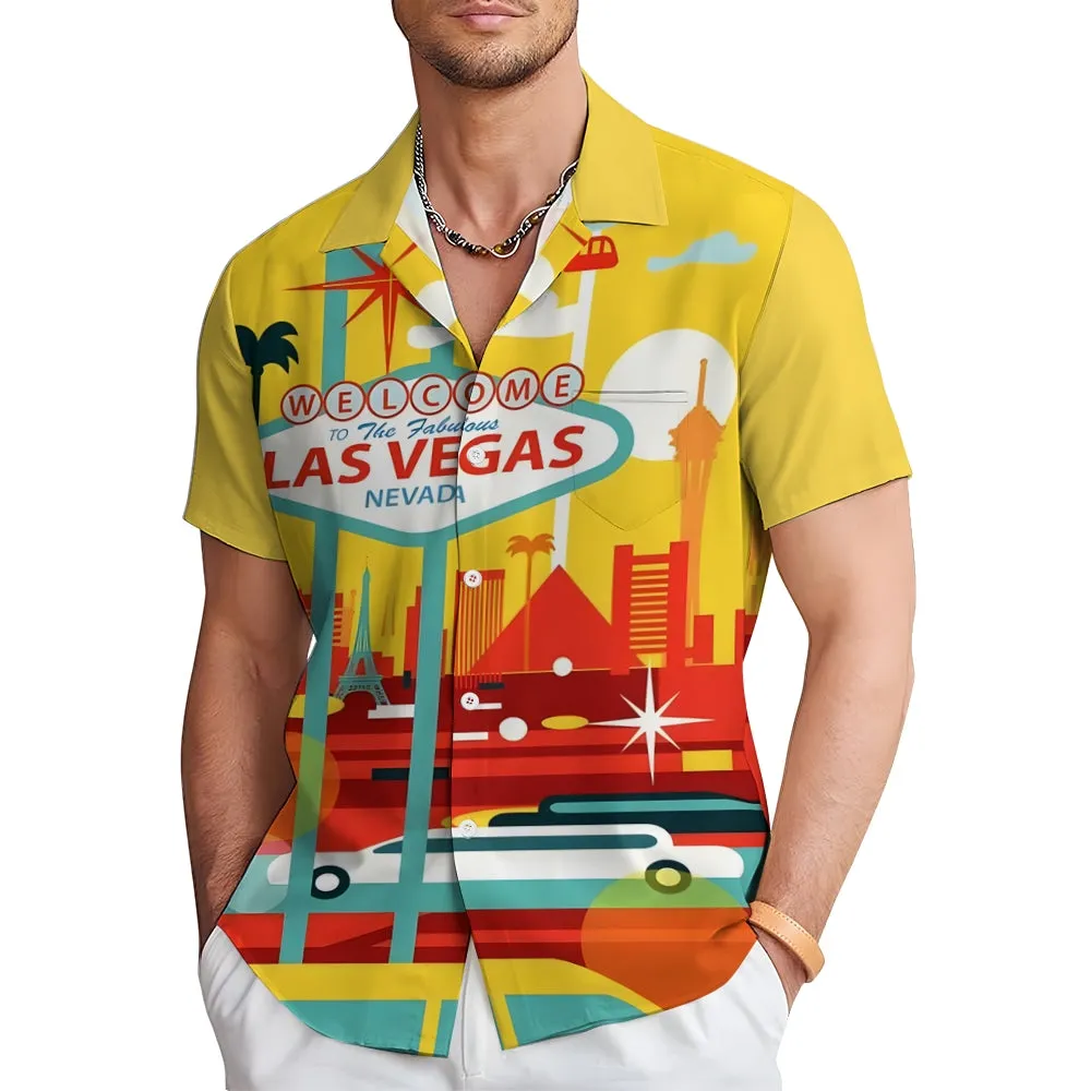 Vintage Las Vegas Vacation Poster Print Short-Sleeved Shirt 2406000050