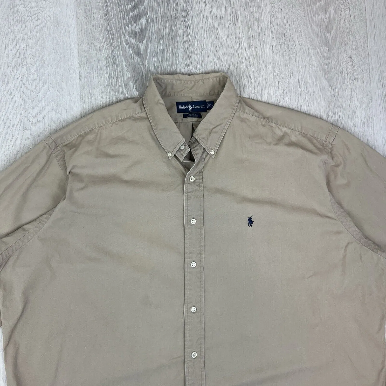 VTG Ralph Lauren Mens Beige 'Blake' Long Sleeve Button Up Shirt Size 2XL