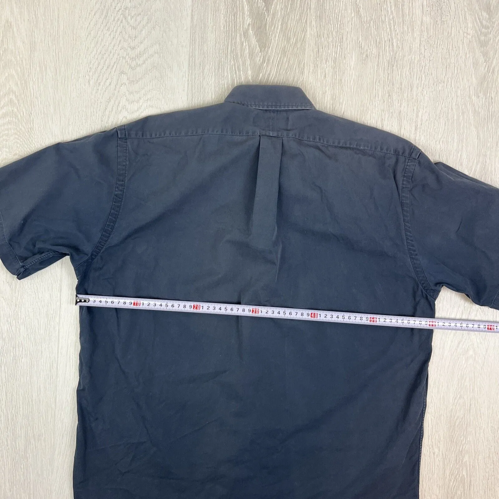 VTG Ralph Lauren Mens Navy Blue 'Blake' Short Sleeve Button Up Shirt Size Medium
