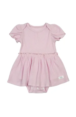 Waffle Short Sleeve Bodysuit Dress - Lilac