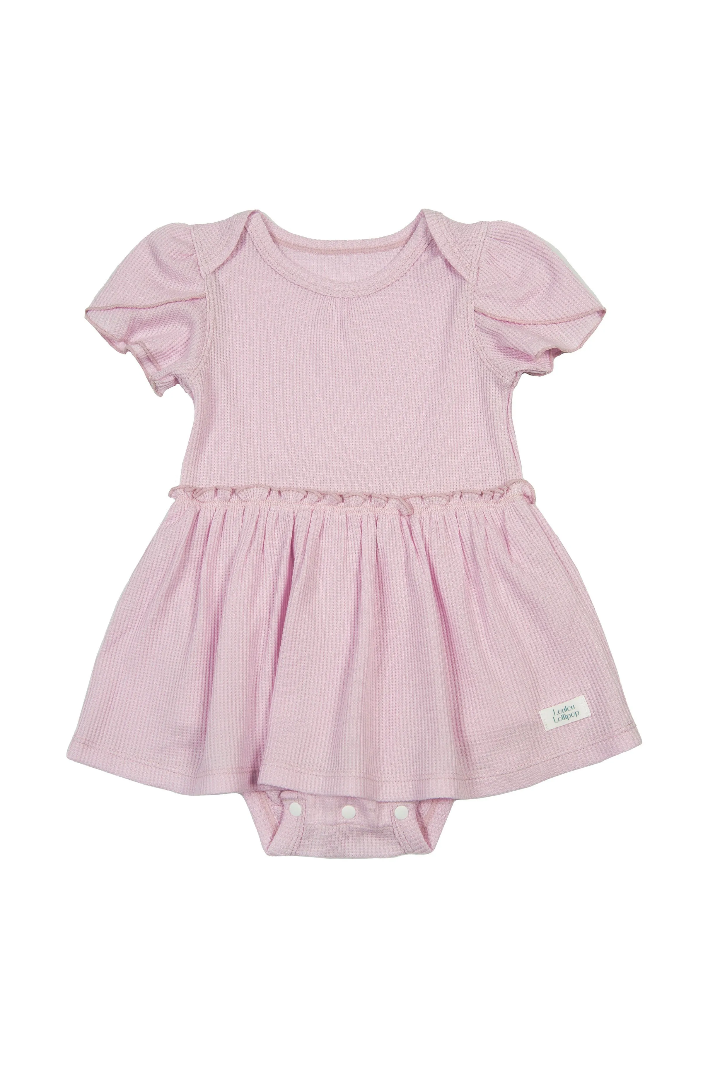 Waffle Short Sleeve Bodysuit Dress - Lilac
