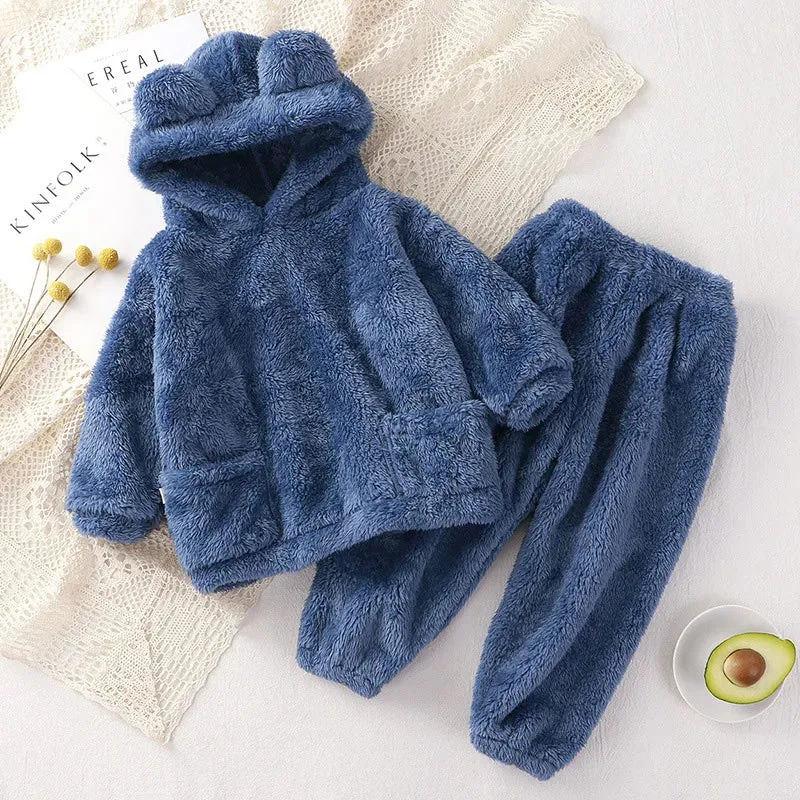 Warm Fleece Kids Hoodie & Pants Set