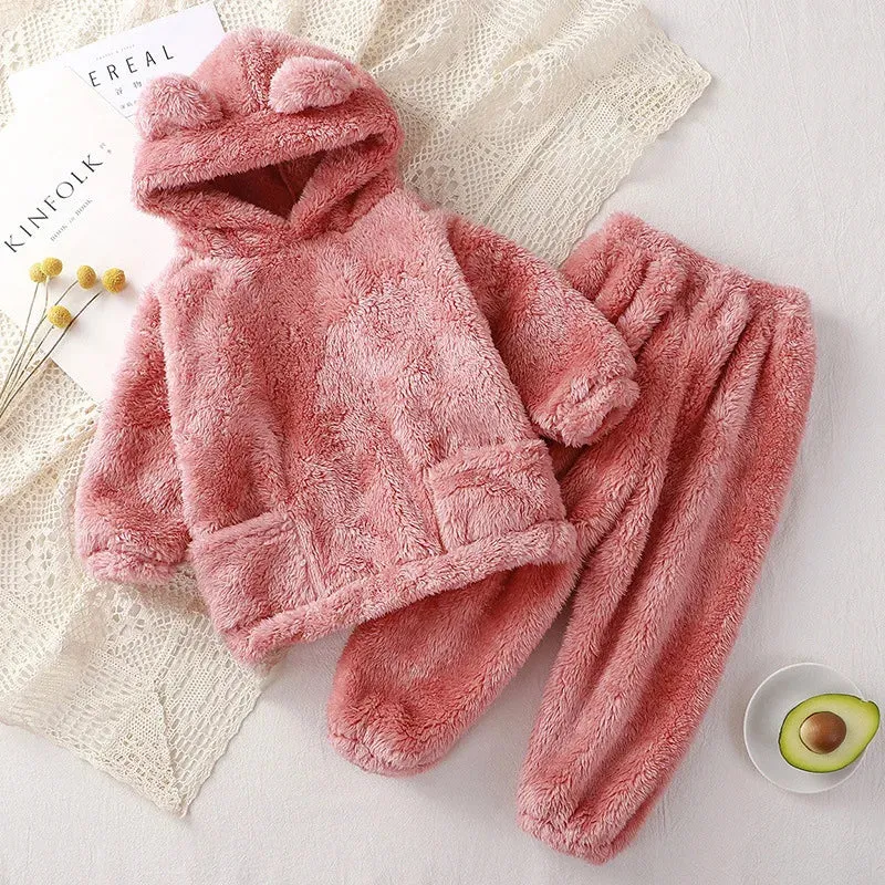 Warm Fleece Kids Hoodie & Pants Set