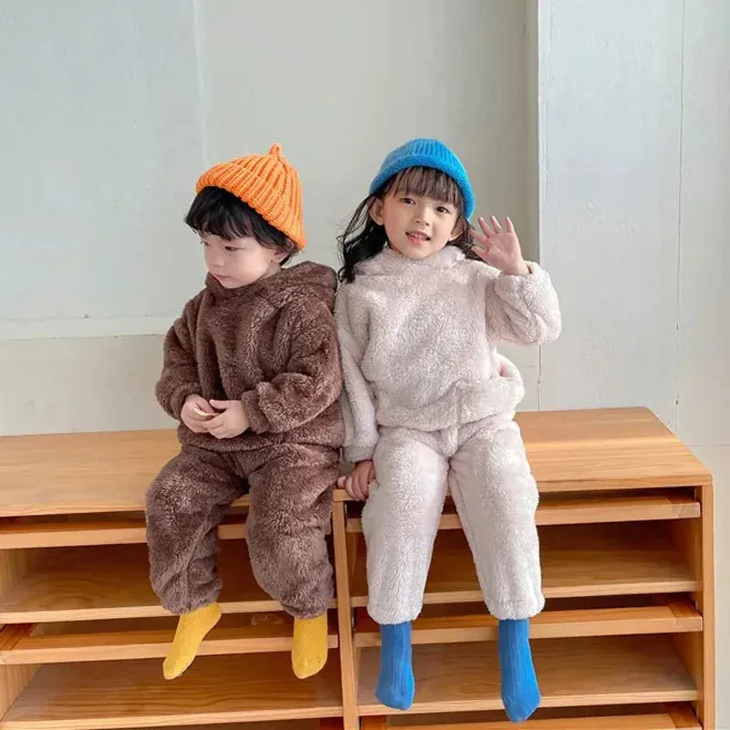 Warm Fleece Kids Hoodie & Pants Set