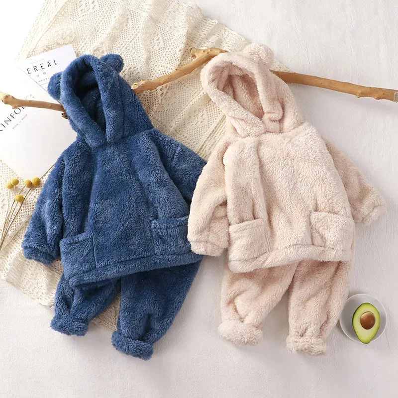 Warm Fleece Kids Hoodie & Pants Set