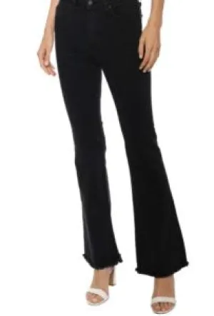 Wash Mid Rise Raw Edge Flare Jeans
