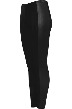 Wet Look Print Side Stripe High Waist Leggings