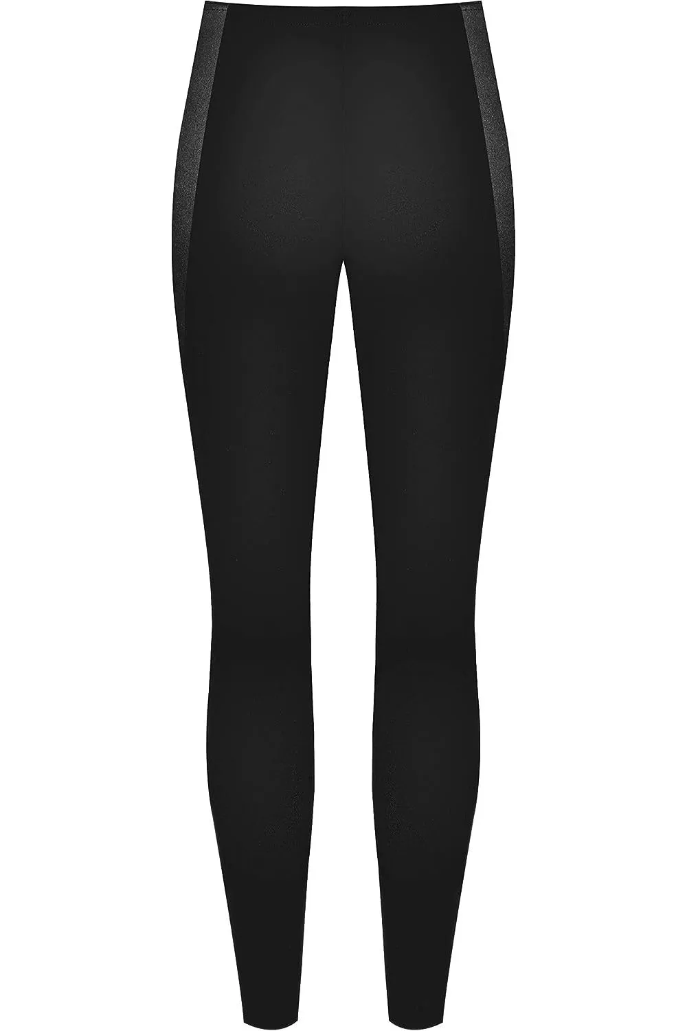 Wet Look Print Side Stripe High Waist Leggings