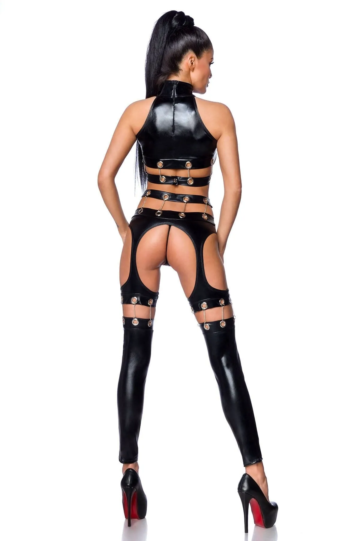 Wetlook Halter Top & Chaps Set