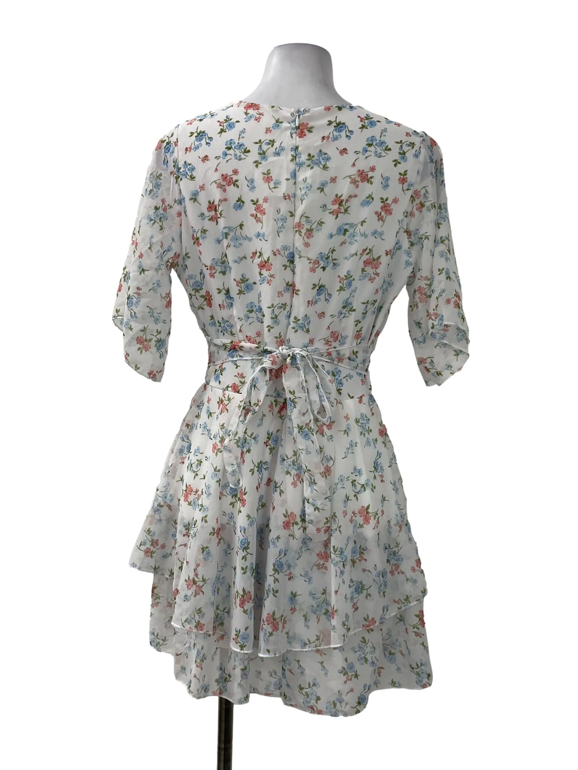 White Floral Overlap Romper