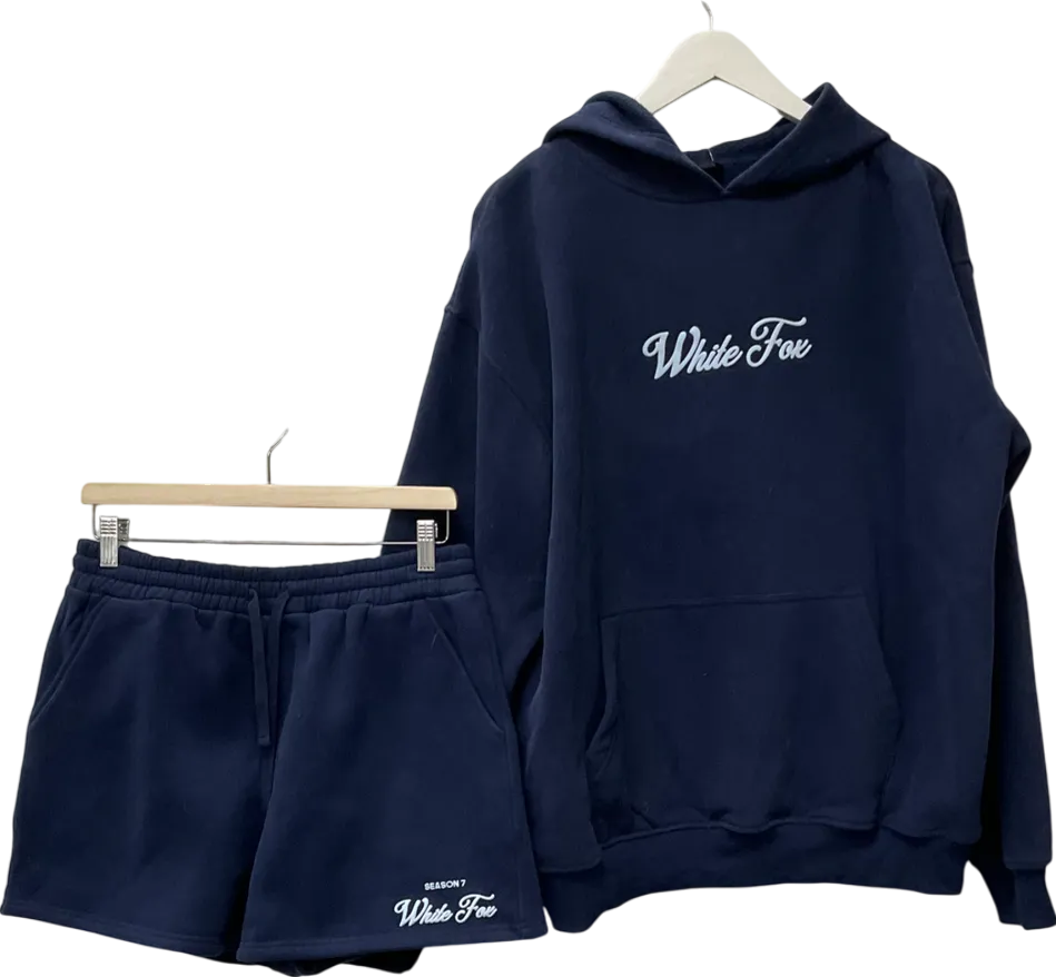 White Fox Blue Oversized Hoodie Deep Sea & Lounge Shorts Deep Sea UK L/XL