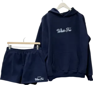 White Fox Blue Oversized Hoodie Deep Sea & Lounge Shorts Deep Sea UK L/XL