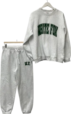 White Fox Decade Classics Varsity Sweatpants Grey Marle & Decade Classics Varsity Oversized Sweater Grey Marle UK L/XL