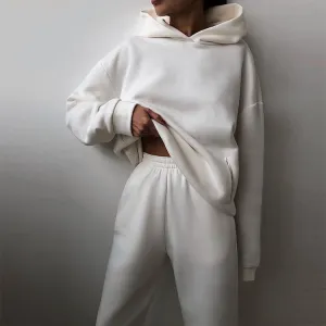 White Oversized Hoodie and Pant Co-Ord Set