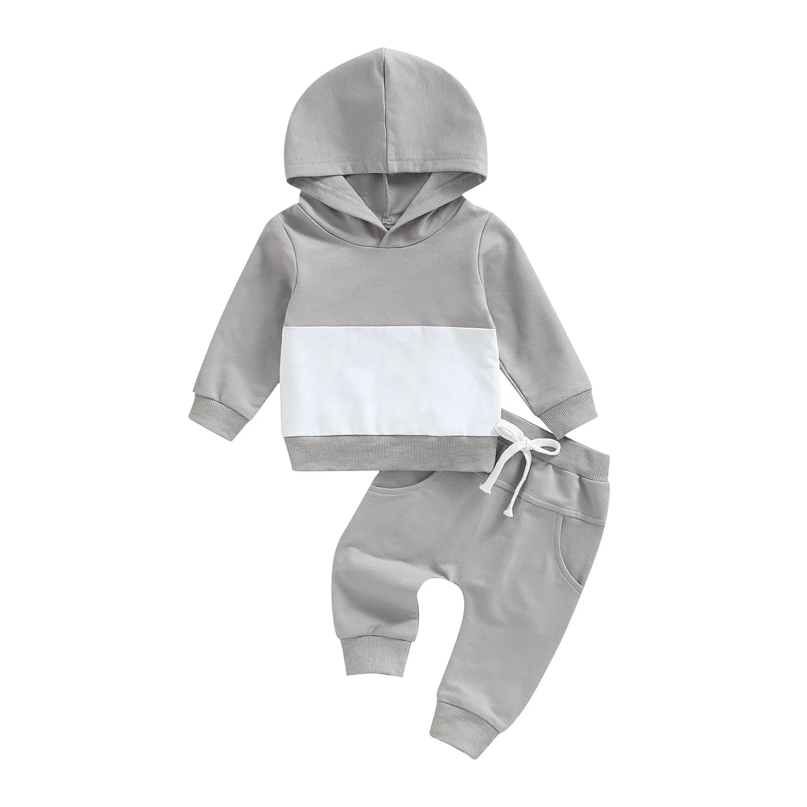 White Pocket Hoodie Set