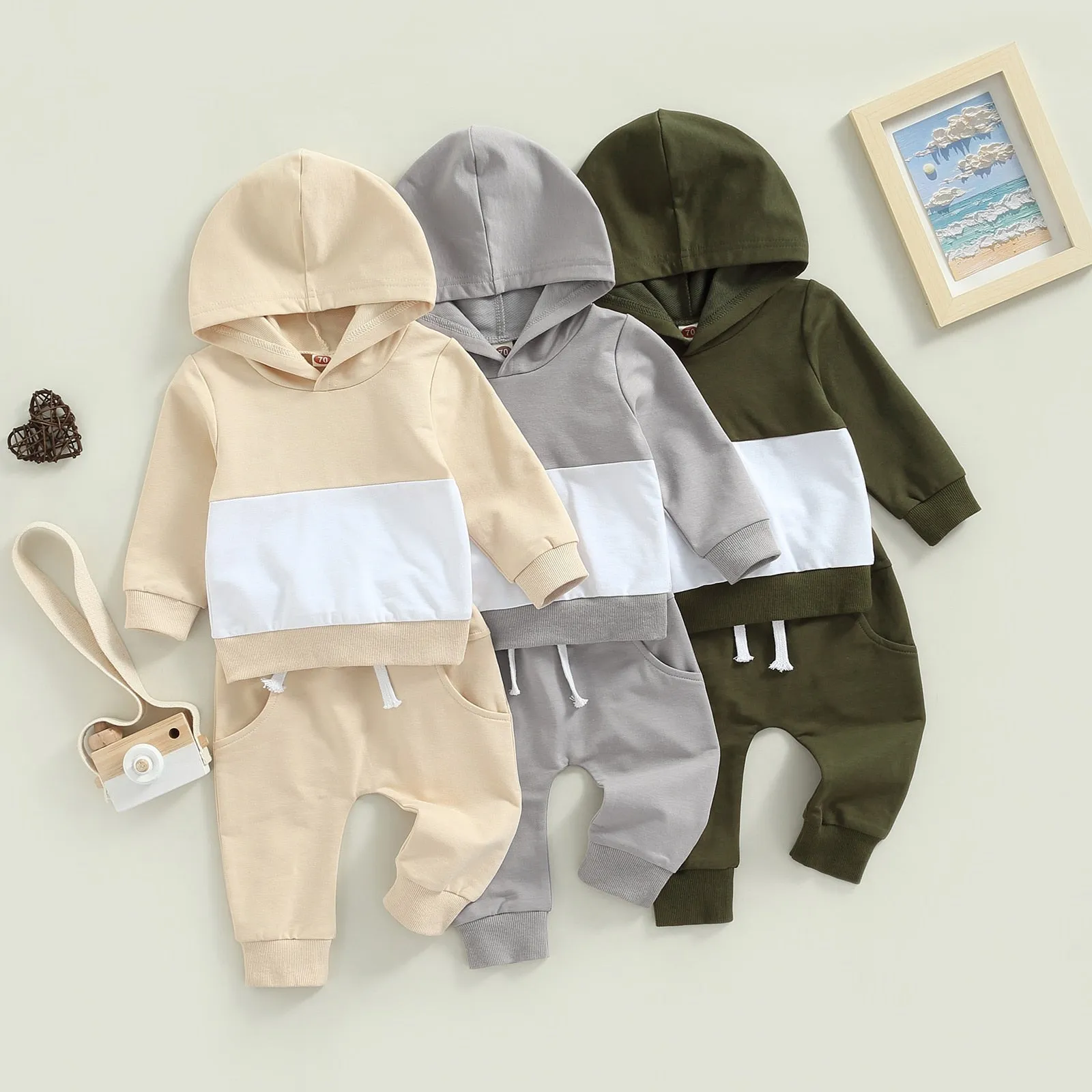 White Pocket Hoodie Set