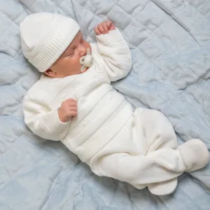 White Stripe Dot Knitted 3 Piece Set