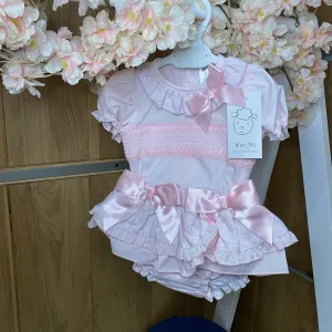 WM Pink Floral Waffle Jam Pants & Smock Blouse