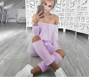 Women Jumpsuits Solid color Fashion Long sleeved Strapless Hole Straight collar Nightclub Romper Jumpsuit