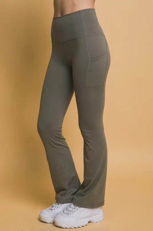 Women's Love Tree High Waist Flare Active Leggings with Side Pockets