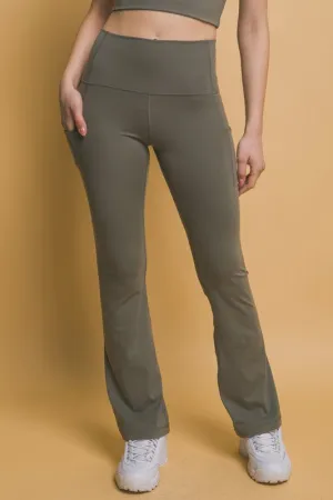 Women's Love Tree High Waist Flare Active Leggings with Side Pockets