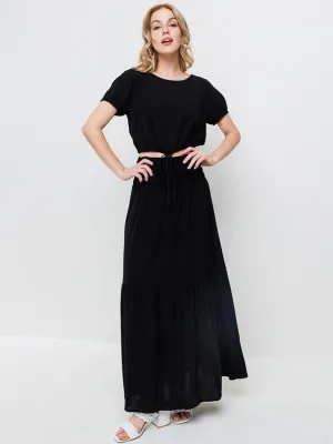 WOMEN'S SHORT PUFF SLEEVE TOP & MAXI SKIRT 2PC. SET