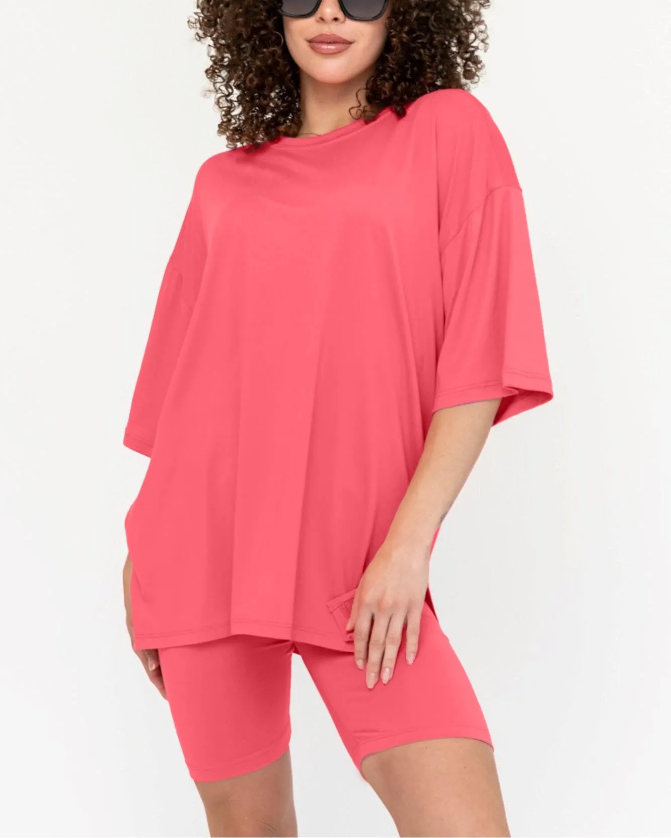 Women's Summer Crew Neck Oversized Biker Set (Buy 2 Free Shipping)