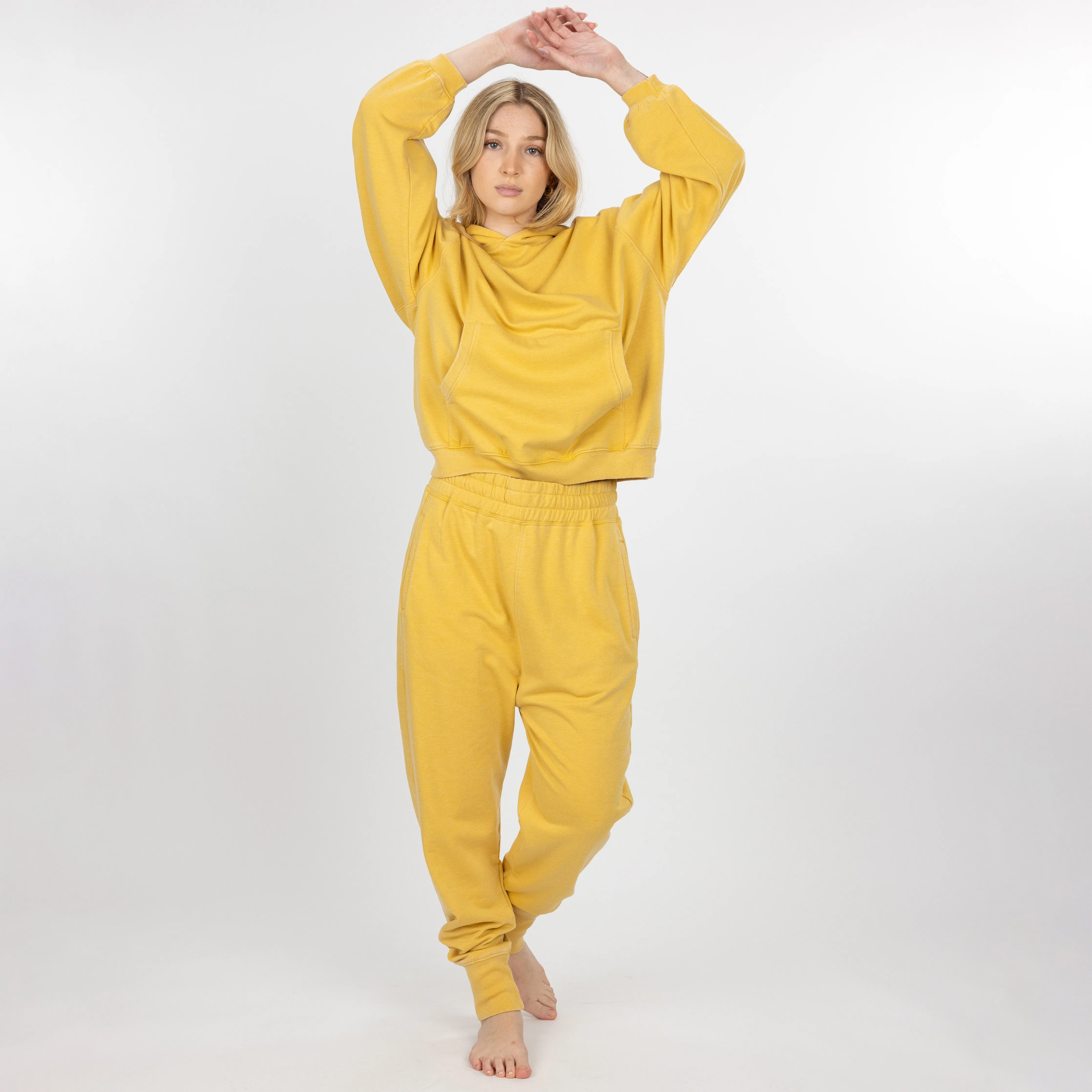 Womens Washed Oversized Hoodie - Misted Yellow