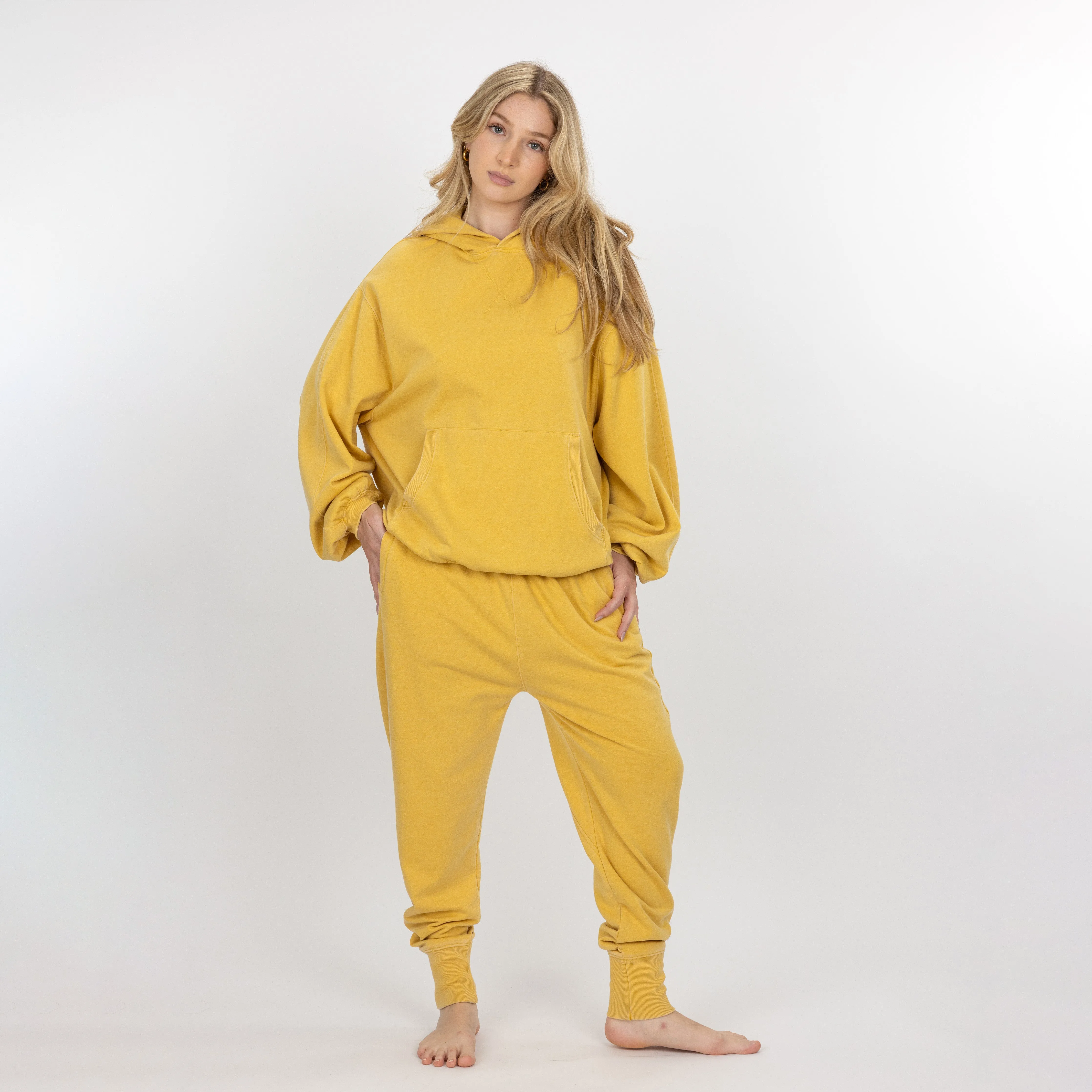 Womens Washed Oversized Hoodie - Misted Yellow