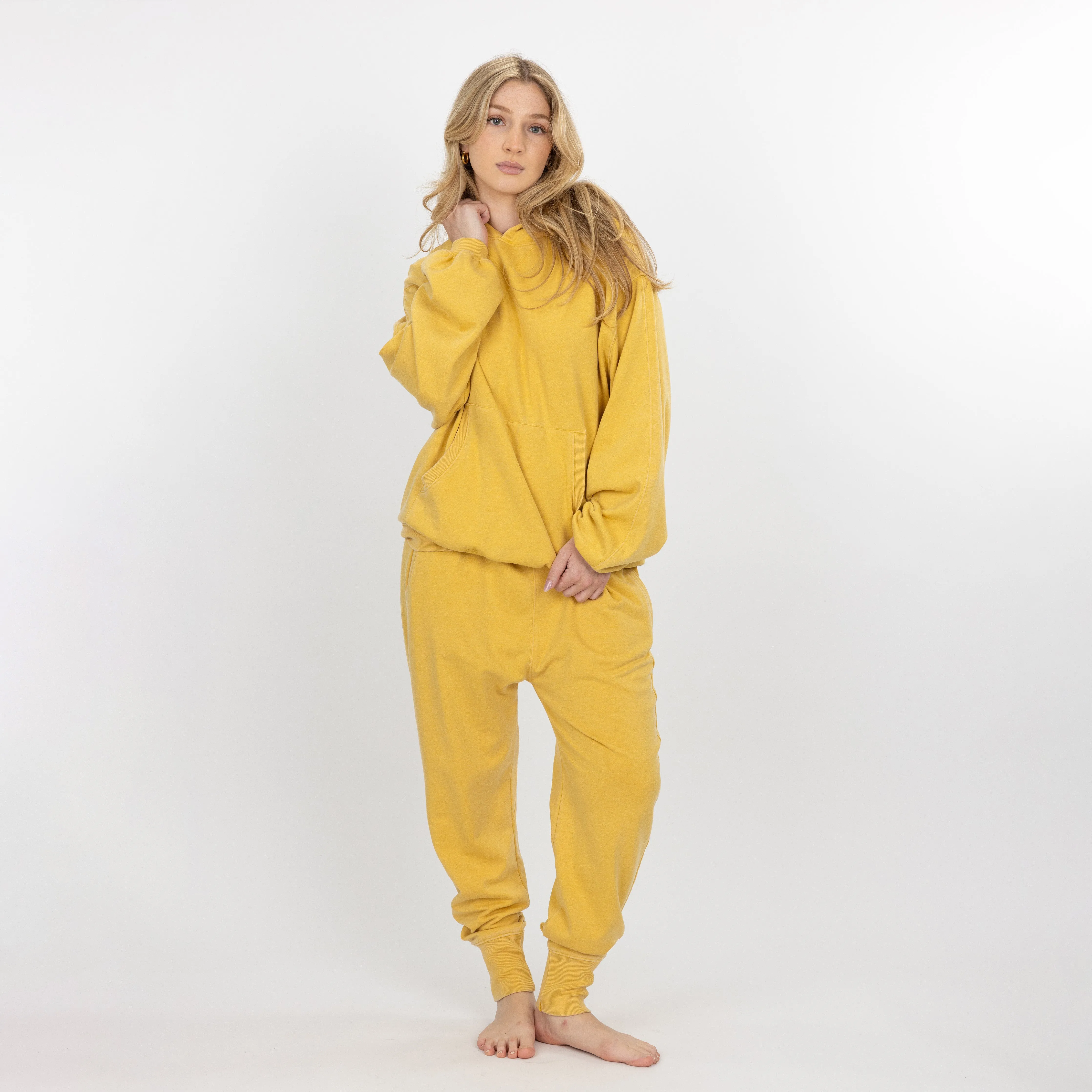Womens Washed Oversized Hoodie - Misted Yellow