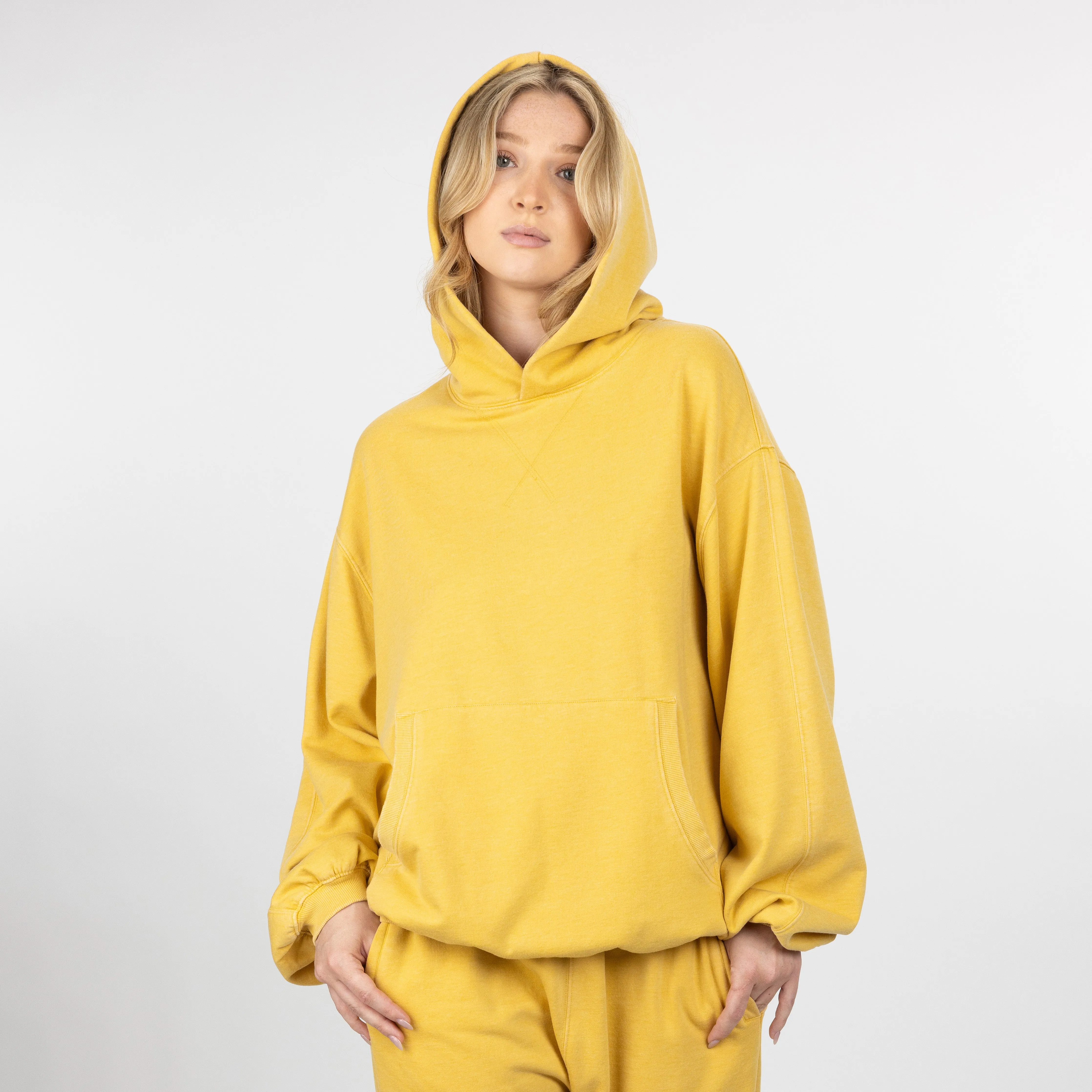 Womens Washed Oversized Hoodie - Misted Yellow