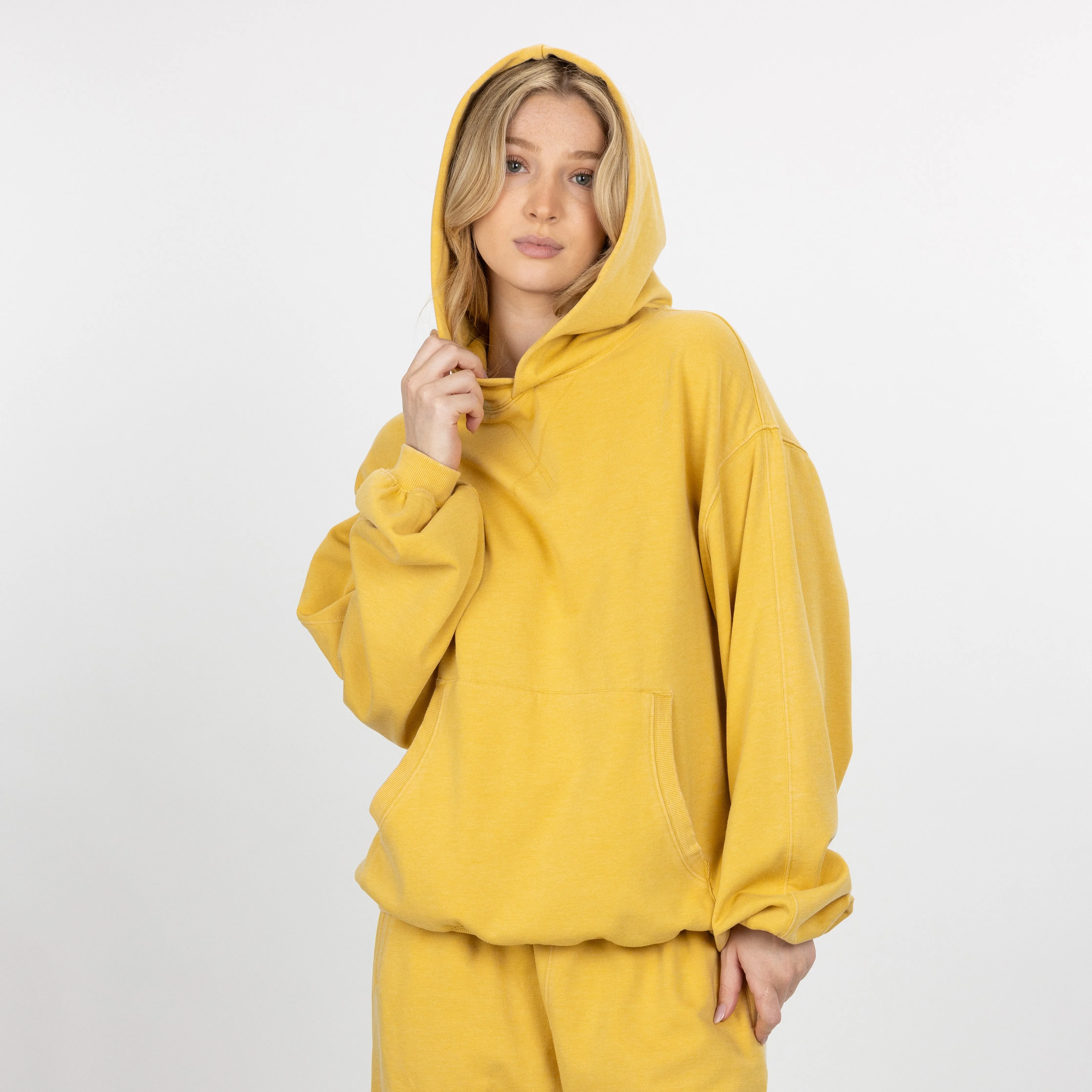Womens Washed Oversized Hoodie - Misted Yellow