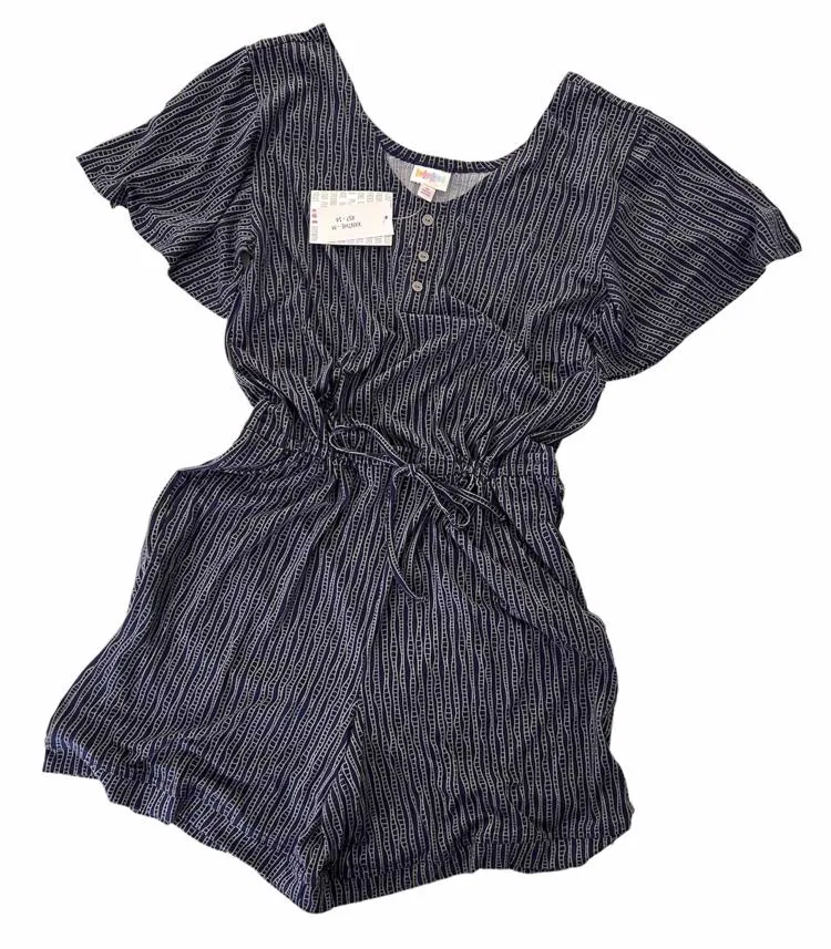 Xanthe - Navy Grey Vertical Box Stripe