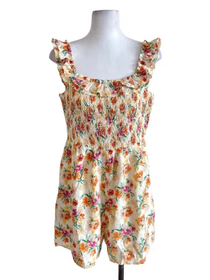 Yellow Floral Shirred Romper TCL