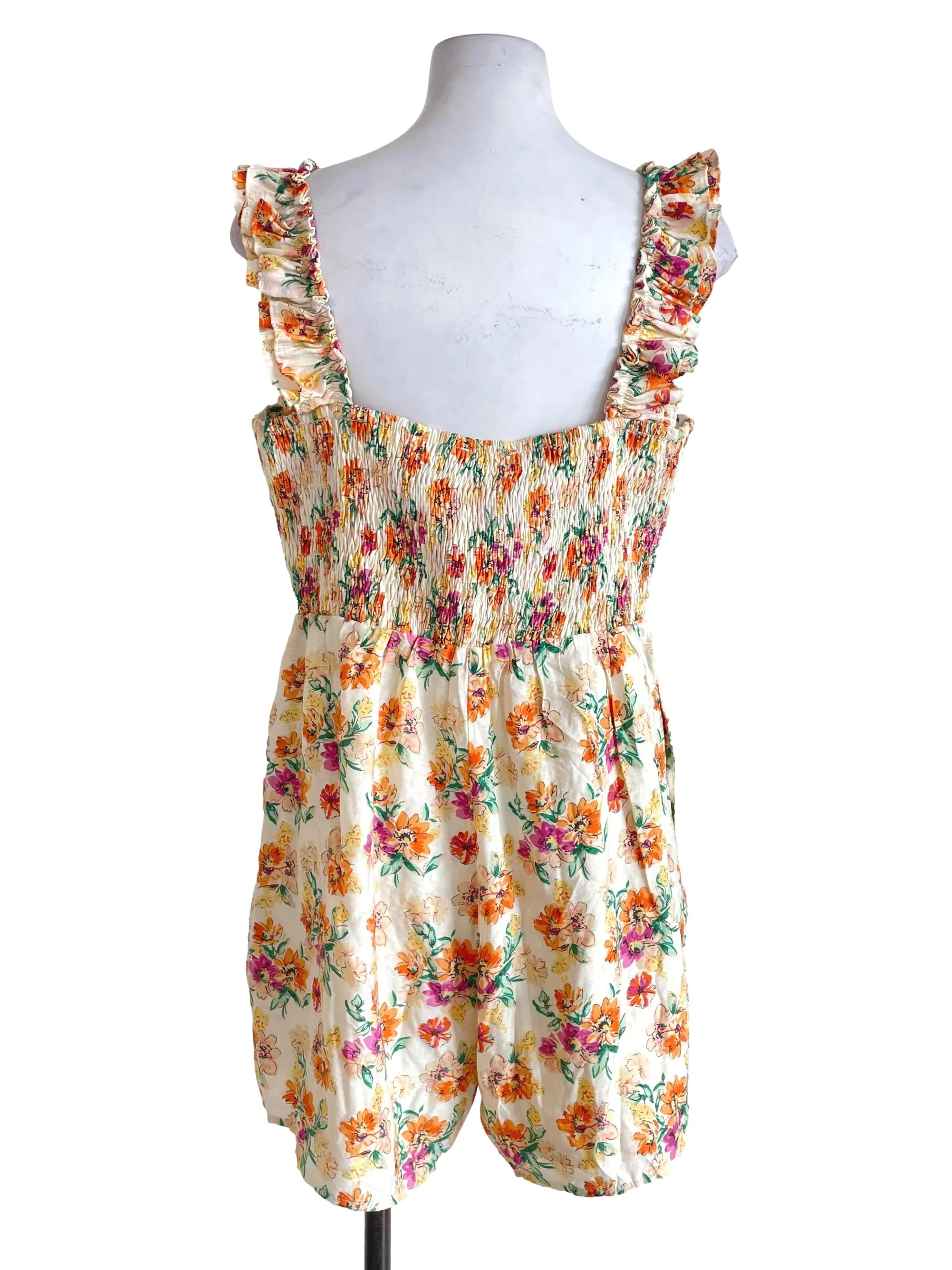 Yellow Floral Shirred Romper TCL