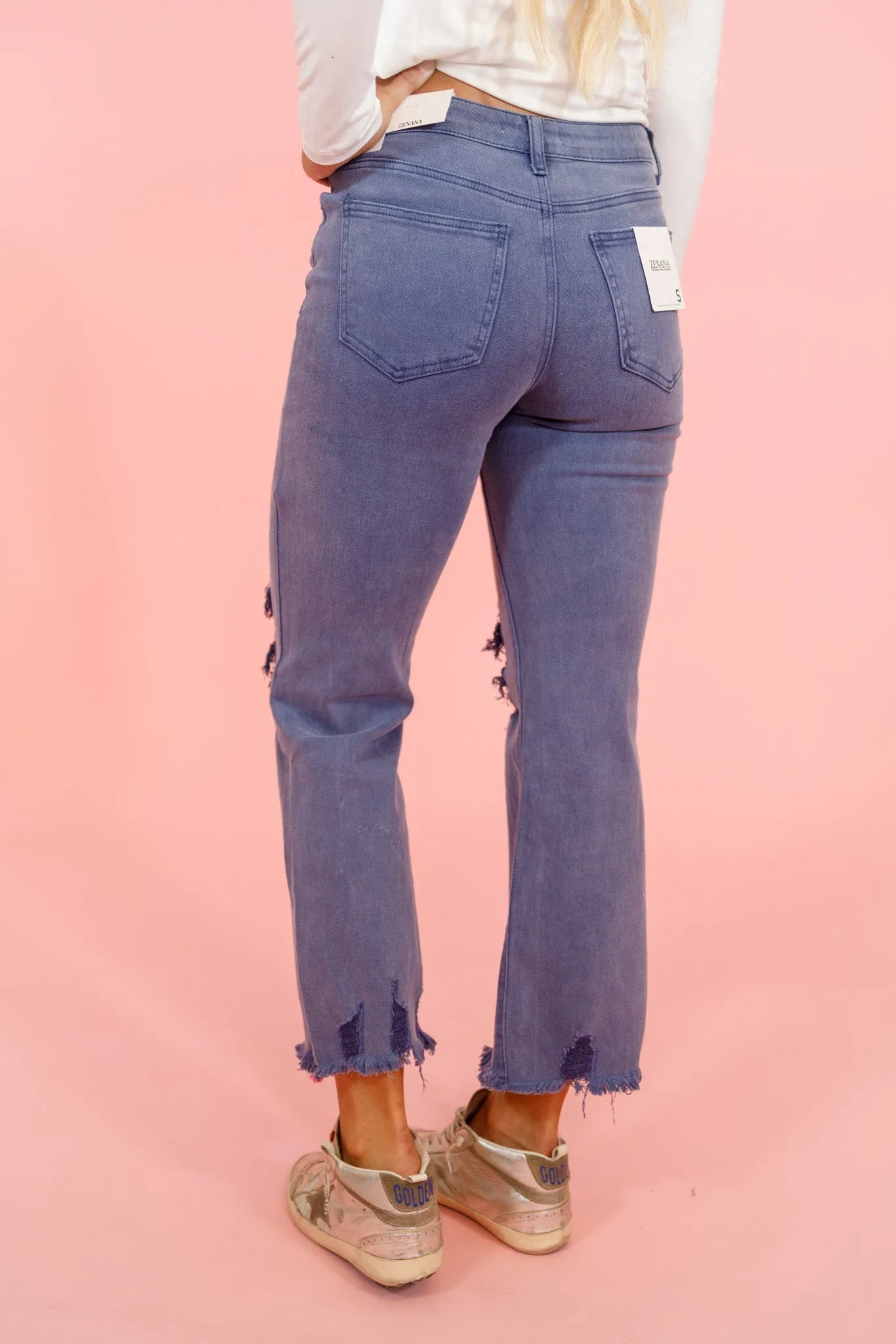 Z Acid Wash Distressed Jeans, BLACKBERRY