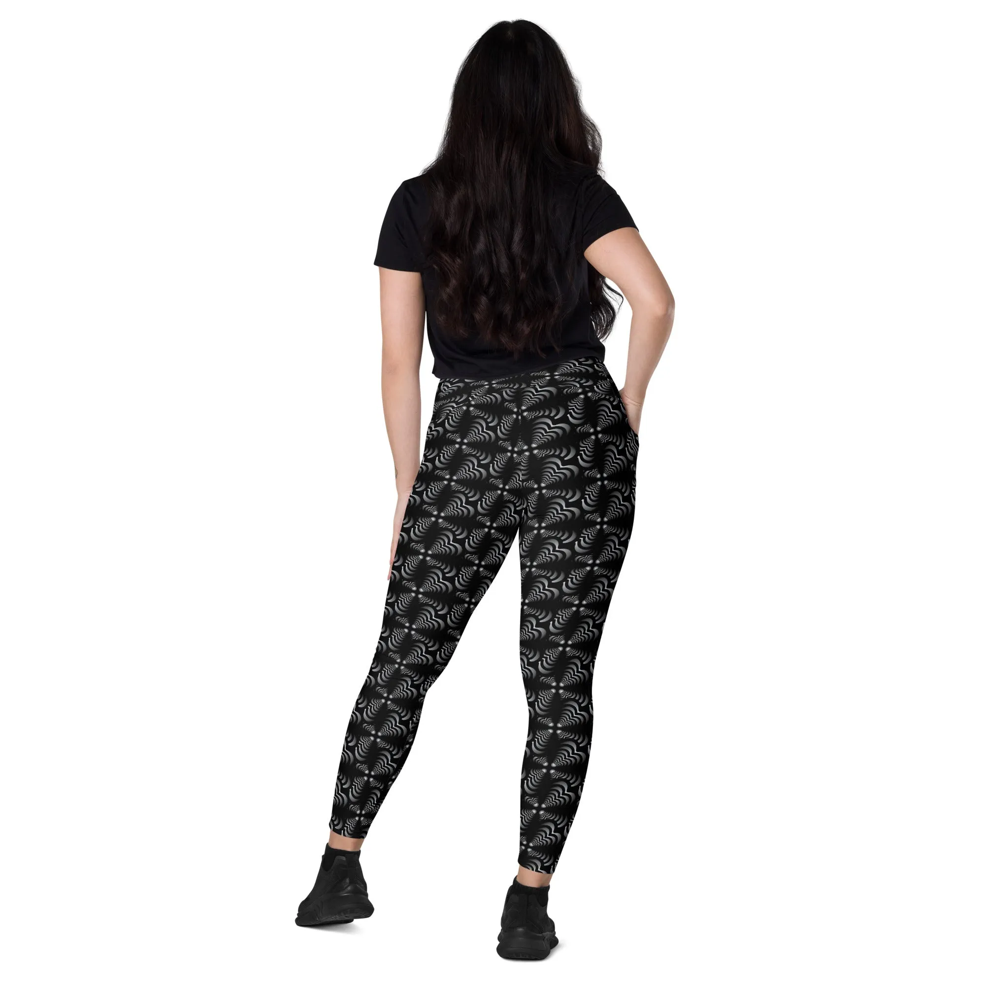 Zebra Love (TM) with black gradient Crossover leggings with pockets