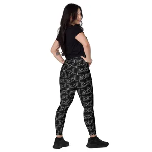 Zebra Love (TM) with black gradient Crossover leggings with pockets