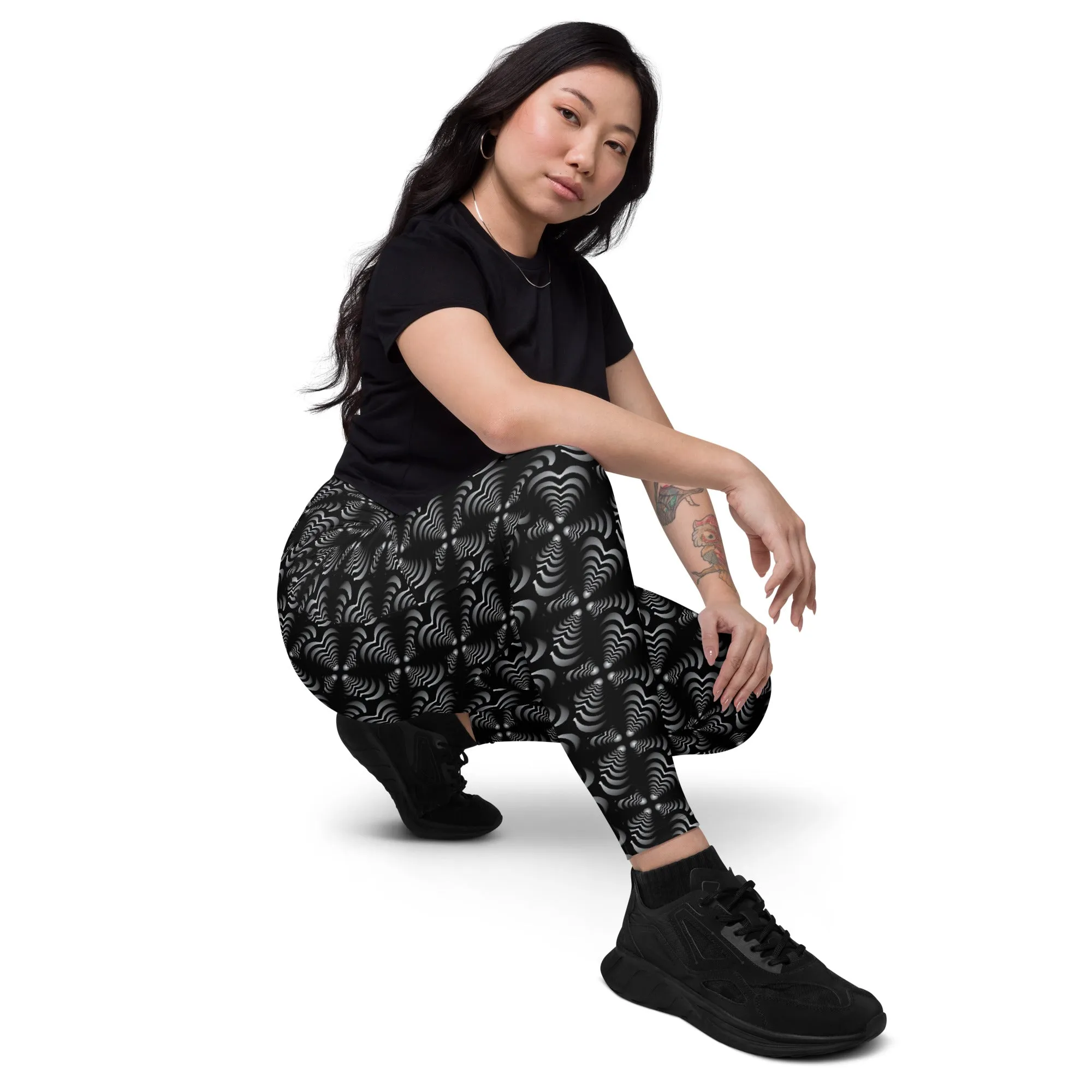 Zebra Love (TM) with black gradient Crossover leggings with pockets