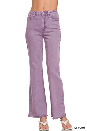 Zenana Light Plum Long Acid Wash Jeans