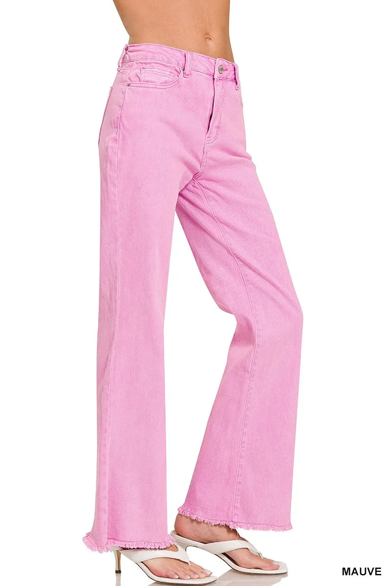 Zenana Mauve Long Acid Wash Jeans